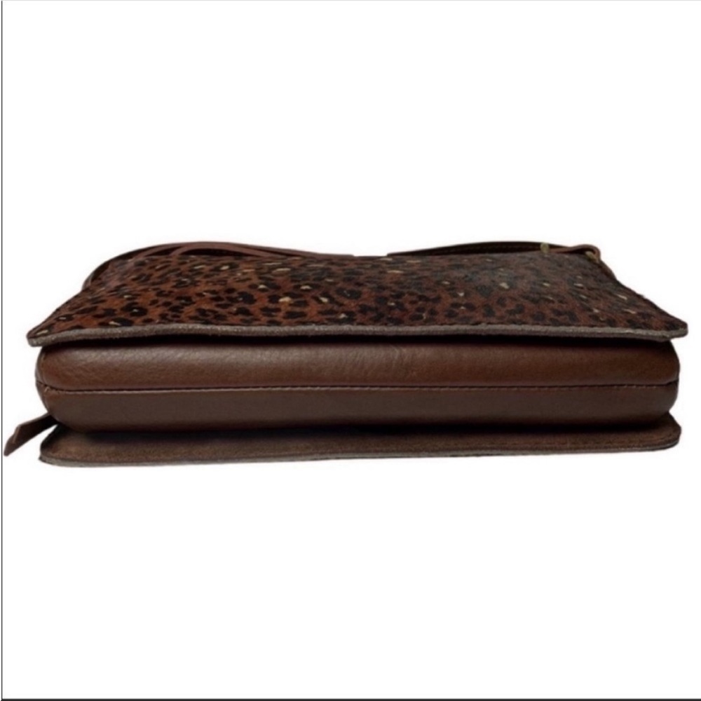 MADEWELL NWT Leopard Leather Flap Convertible Crossbody Bag - Picture 6 of 8